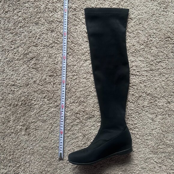 Black Over-the-Knee Flat Boots - Stretch Fit - Size US 7 - Picture 4 of 5